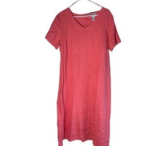 Bridgewater Studio 100% Linen Coral Pink Shift Dress | Size 20WP